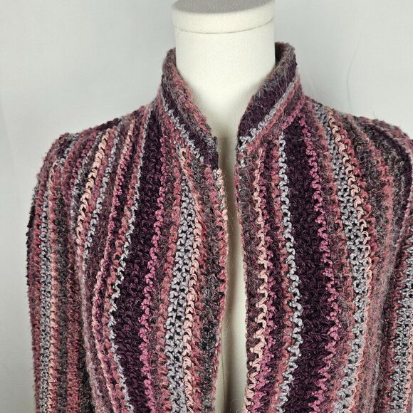 D.K. Gold By Donnkenny Striped Knit Jacket Size 8 Purple Mohair Lambswool 80's - Picture 4 of 9